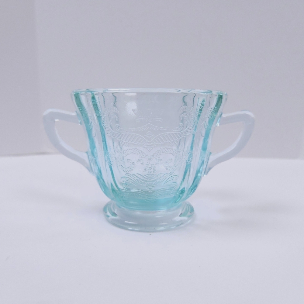 Federal Blue Indiana Recollection Depression Glass Vintage Open Sugar Bowl